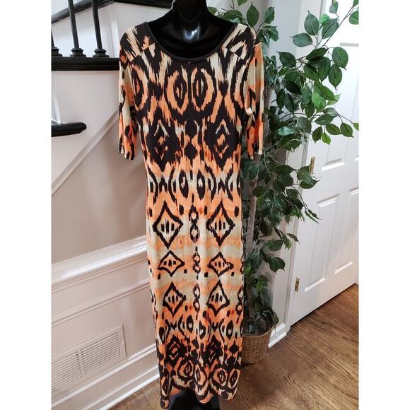 Cato Women's Multicolor Polyester Scoop Neck Short Sleeve Long Maxi Dress Size L - Picture 5 of 12